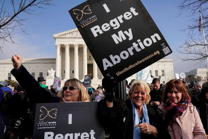Anti-abortusactivisten voor het Amerikaans Hooggerechtshof in Washington DC.