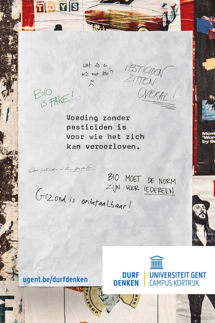 De affiches met controversiële uitspraken moeten Gentse studenten aan het denken zetten.