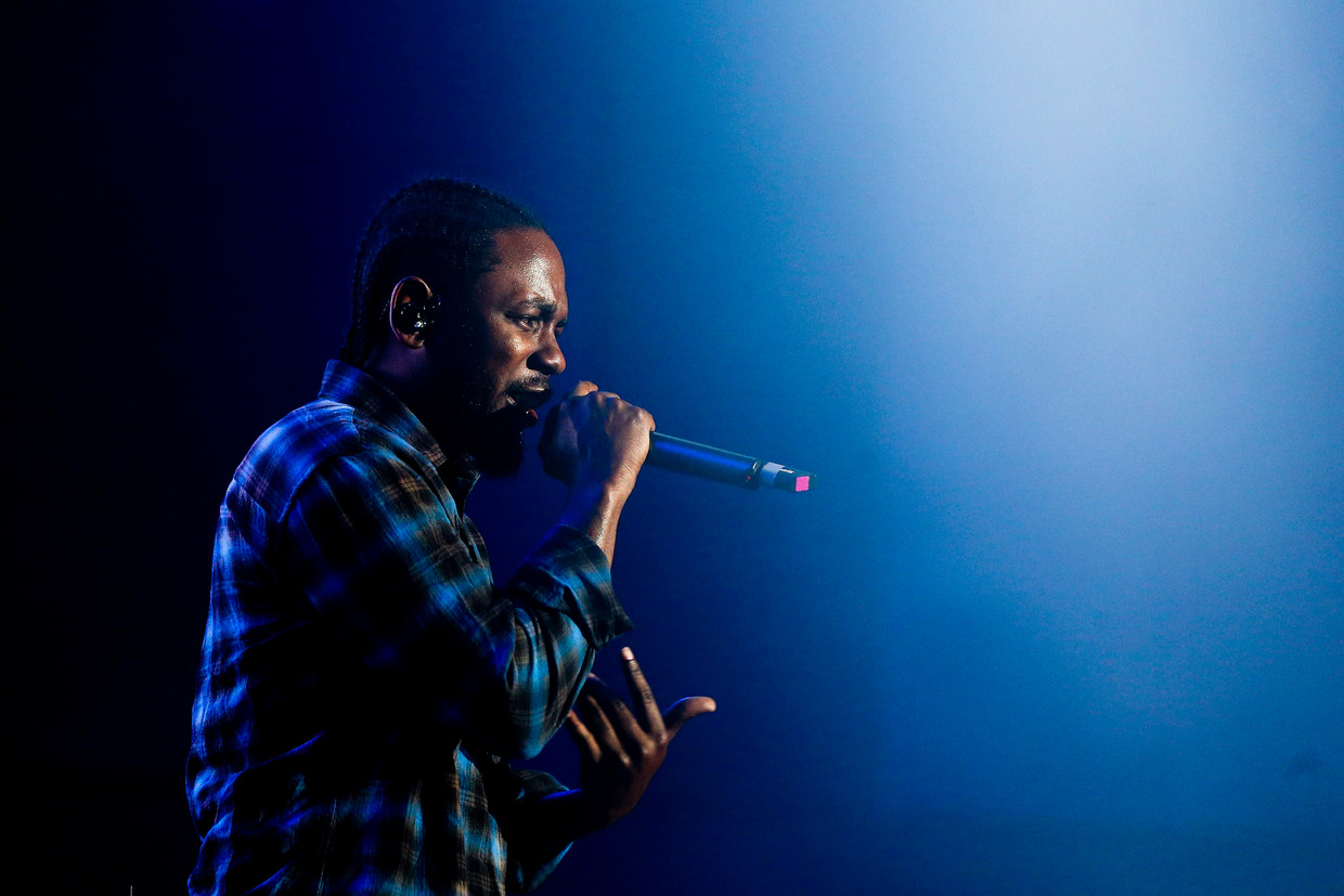 Kendrick Lamar tijdens het Super Rock Festival in Lissabon, Portugal in 2016. Tijdens zijn passage op Pukkelpop mochten er geen foto's worden gemaakt. Beeld EPA