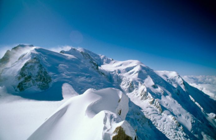 De top van de Mont Maudit, in de buurt van de Mont Blanc.