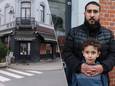 Younes (r.), hier met zijn zoontje, is net als de rest van de familie zwaar aangeslagen door het verlies van zijn broer Hassan. Hij werd neergeschoten op het terras van het Brusselse café Al Missarat (l.).