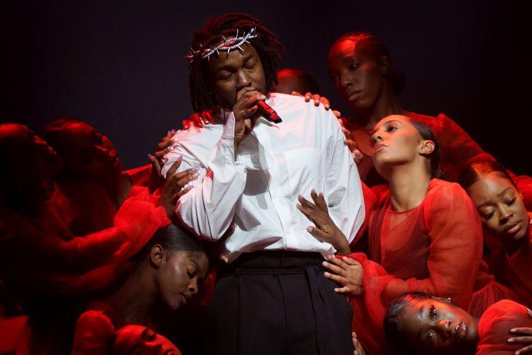 Kendrick Lamar op het Glastonbury Festival in juni. Beeld AP