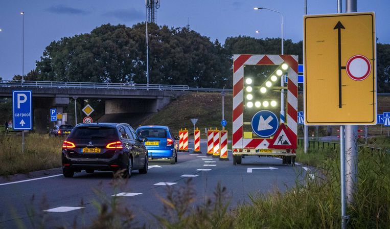De wegafsluiting bij Nieuwerbrug. Beeld ANP