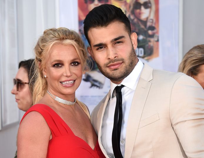Britney Spears en haar kersverse man Sam Asghari.