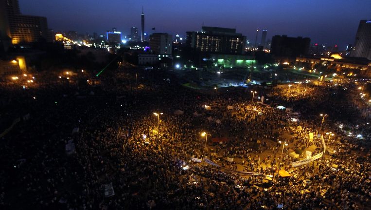 Het Tahrirplein in 2011, tijdens een demonstratie. Beeld epa