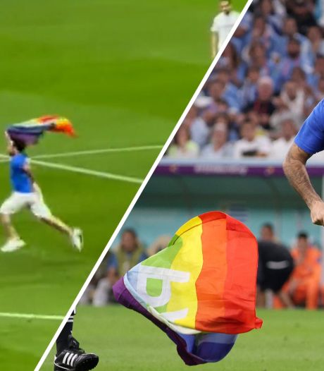 Italiaan die WK-veld oprende met vredes-regenboogvlag is snel vrij