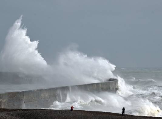 Storm aan de kust.