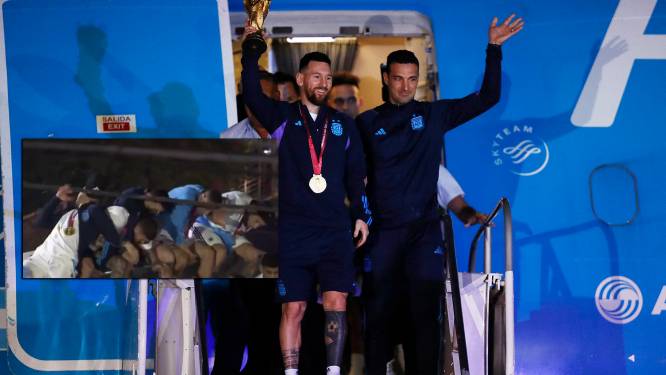 Lionel Messi en ploeggenoten ontsnappen in Buenos Aires maar net aan drama op open bus