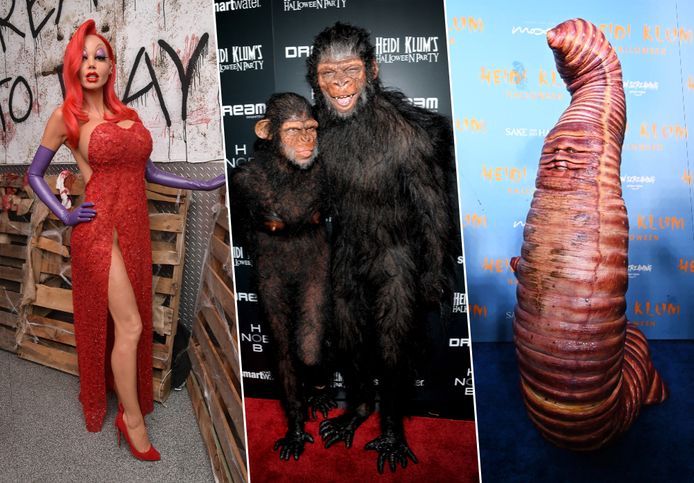 Verlichting toelage Sinis Van reusachtige worm tot levensechte aap: de strafste halloweenoutfits van  Heidi Klum op een rijtje | Celebrities | hln.be