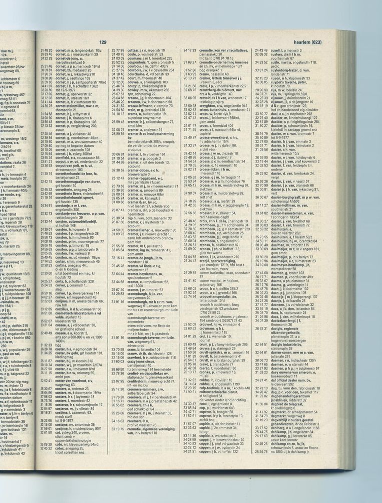 Telefoonboek uit 1977/1978, district Haarlem. Beeld telefoonboek / Lex Reitsma 