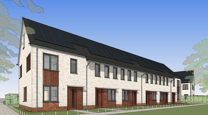 Beeld van de nieuwe woningen in Stadsveld.