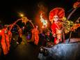 Een sfeerbeeld van de halloweenstoet vorig jaar