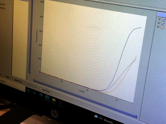 Hoe sneller in het analyseproces blijkt dat de PCR test positief is, hoe meer virusdeeltjes de patiënt heeft.