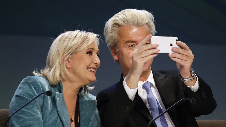 Front National-leider Marine Le Pen en PVV-leider Geert Wilders. Beeld reuters