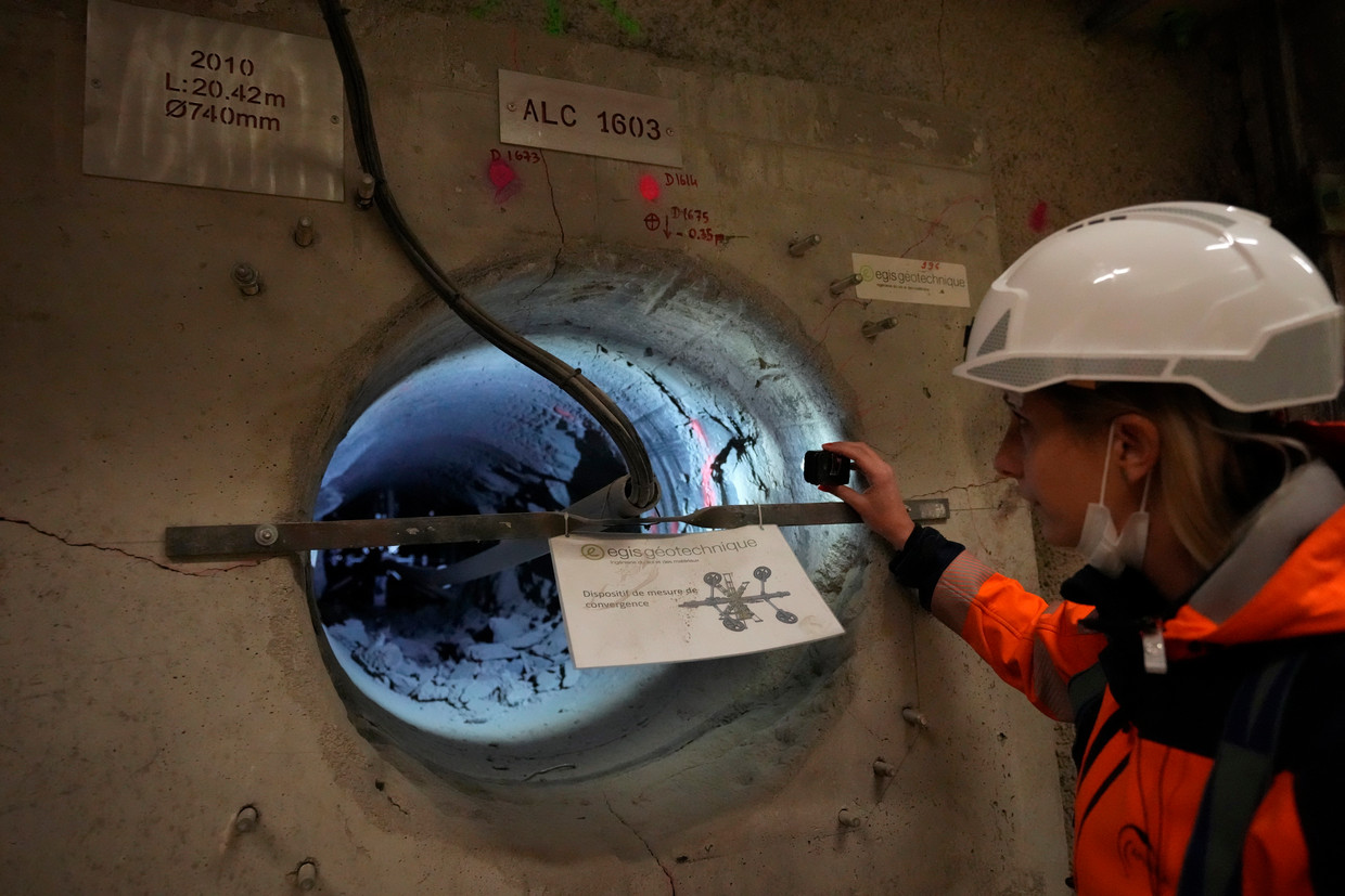 Een tunnel voor kernafval in een ondergronds laboratorium voor kernafvalbeheer in Bure, Oost-Frankrijk. Beeld AP
