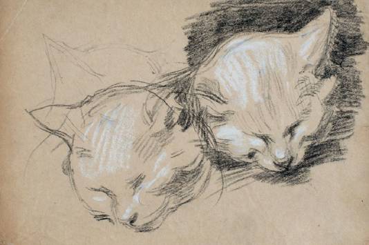 Henriette Ronner-Knip: 3 Studies of a Little Cat