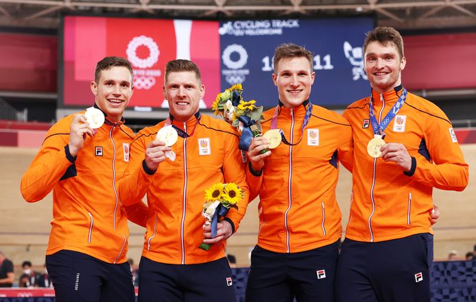 De gouden baanwielrenners.
