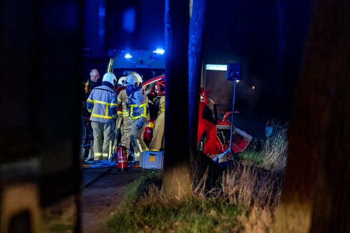 Les services d'urgence en action après qu'une voiture avec plusieurs occupants s'est écrasée dans un arbre à Westendorp.