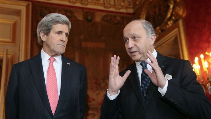 John Kerry, secrétaire d'Etat américain, Laurent Fabius, ministre français des Affaires étrangères