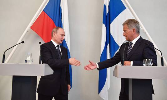 Archiefbeeld van de Russische president Vladimir Poetin en de Finse president Sauli Niinistö. 