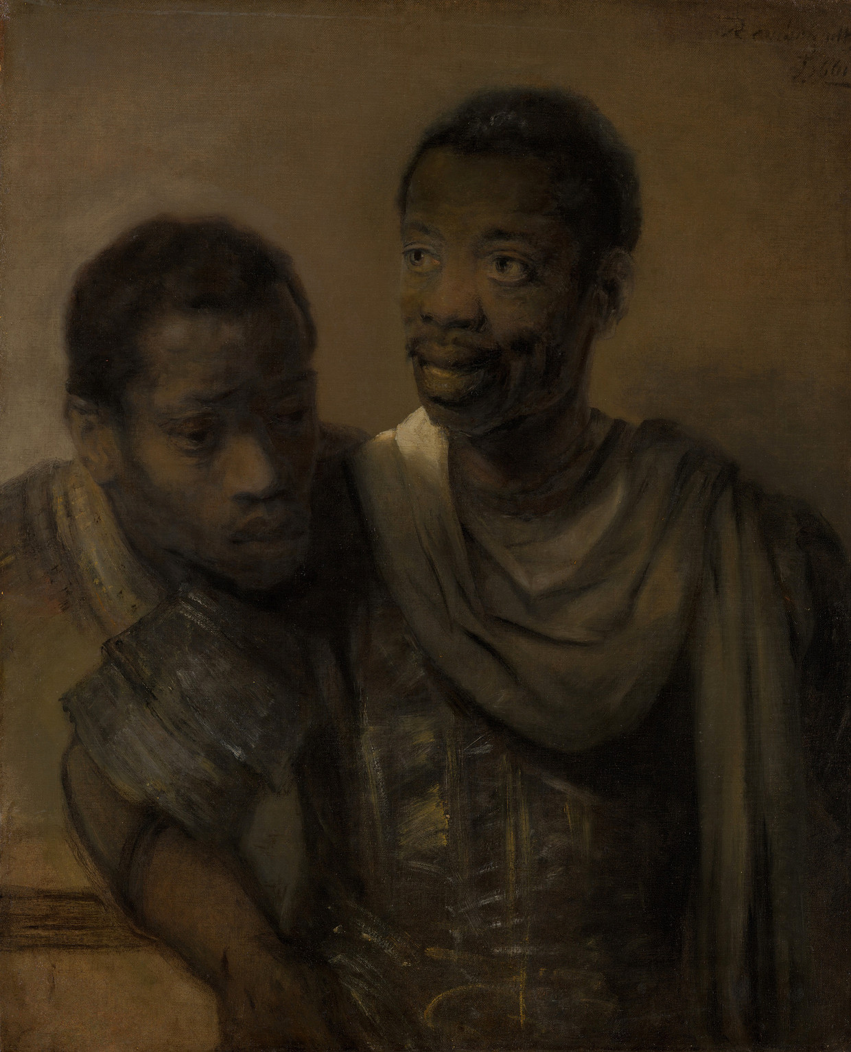 Twee Moren, van Rembrandt van Rijn (1606-1669). ‘Veel Nederlanders denken dat Amsterdam toen een helemaal blanke stad was maar Rembrandts schilderij laat zien dat er ook andere groepen woonden.’ Beeld Rembrandt van Rijn / Mauritshuis