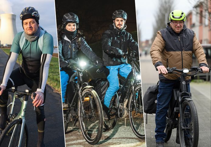 Jeroen Vandenberghe, Rebekka Verheyen en Yoni Walschap en Guy Bresseleers fietsen (bijna) dagelijks tientallen kilometers.