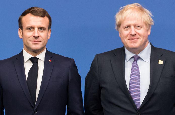 De Franse president Emmanuel Macron en de Britse premier Boris Johnson.