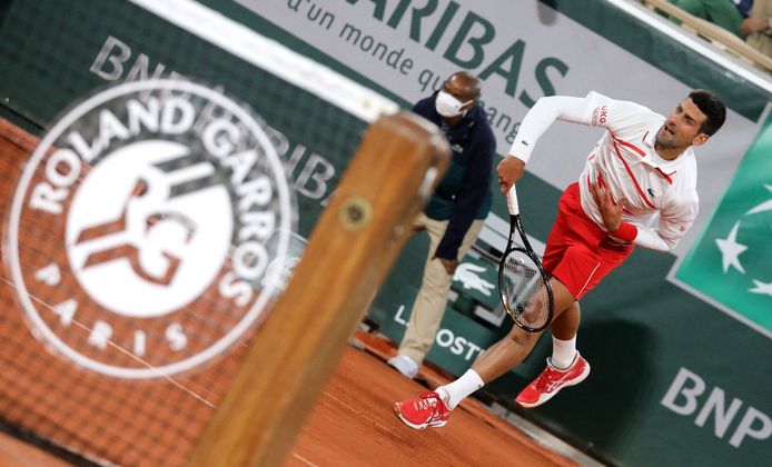 Novak Djokovic in 2020 op Roland Garros.