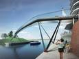 Het voorlopige ontwerp van de loopbrug van architectenbureau van Ney & Partners. De brug moet het centrum met het Waalfront verbinden.
