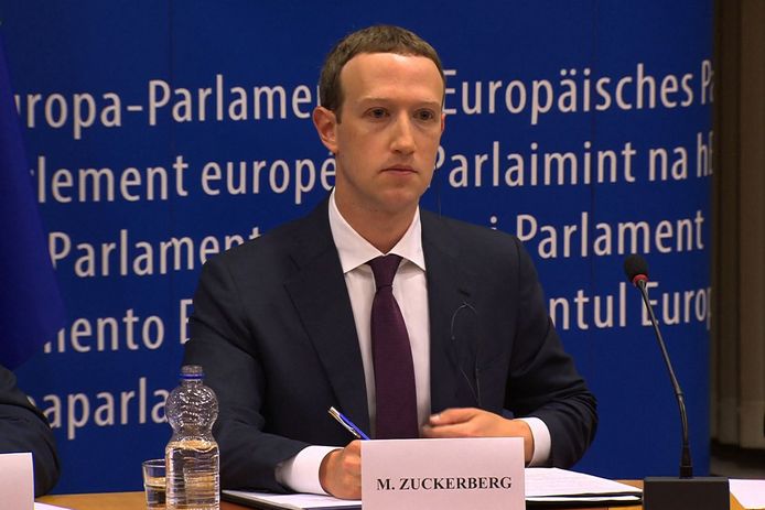 Mark Zuckerberg in het Europees Parlement.