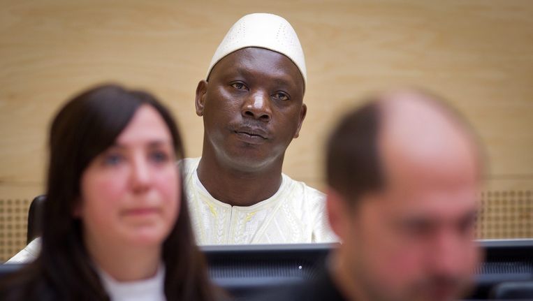 Thomas Lubanga vandaag in een rechtszaal van het Internationaal Strafhof. Beeld EPA