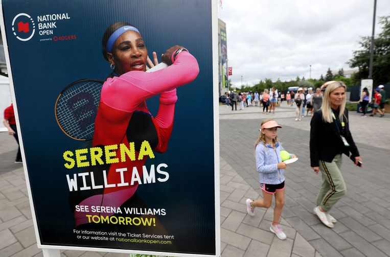Een billboard kondigt de match van Williams aan. Beeld REUTERS