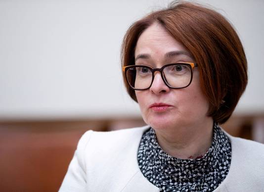 Elvira Nabiullina, de gouverneur van de centrale bank van Rusland.