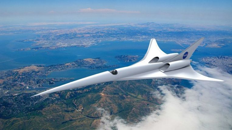 Een impressie van het supersonische passagiersvliegtuig dat milieuvriendelijker en stiller moet worden dan zijn voorganger, de Concorde.  Beeld NASA