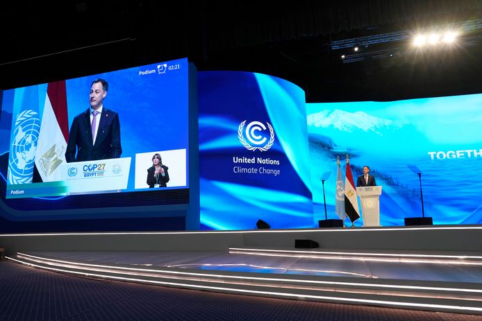 Premier Alexander De Croo op klimaattop COP27.