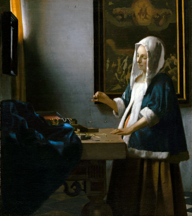 Johannes Vermeer, ‘Vrouw met weegschaal’ (ca. 1664). National Gallery, Washington, D.C. Beeld Getty