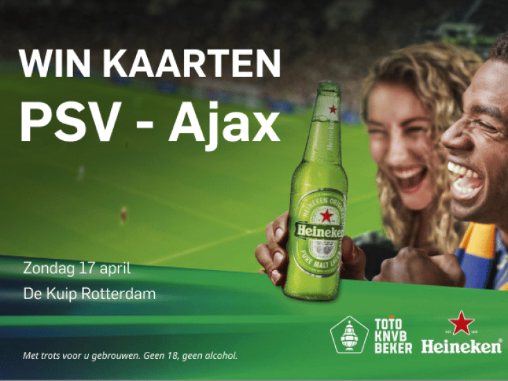Win twee kaarten voor de bekerfinale PSV-Ajax in De Kuip