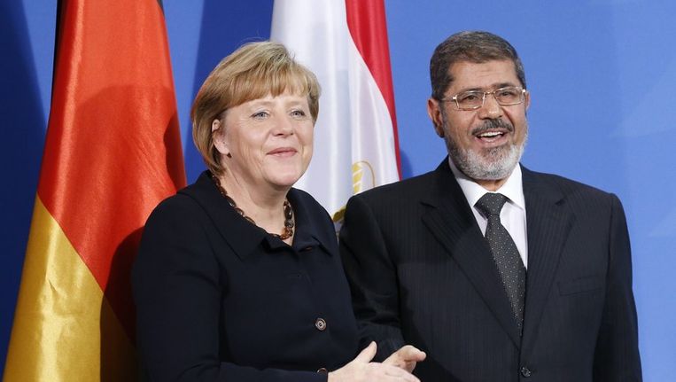 Angela Merkel en Mohamed Mursi Beeld reuters