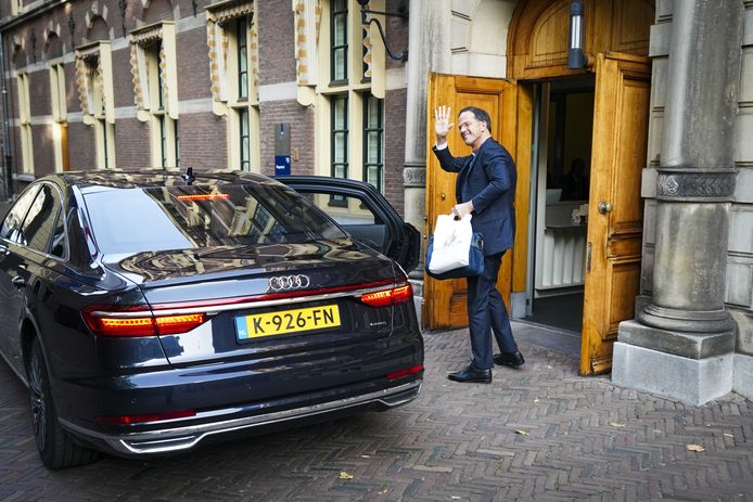 Demissionair premier Mark Rutte arriveert op Prinsjesdag bij het ministerie van Algemene Zaken.