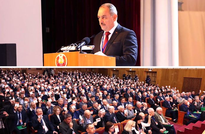 Een beeld van de uitzonderlijke vergadering vandaag van het congres in Transnistrië.