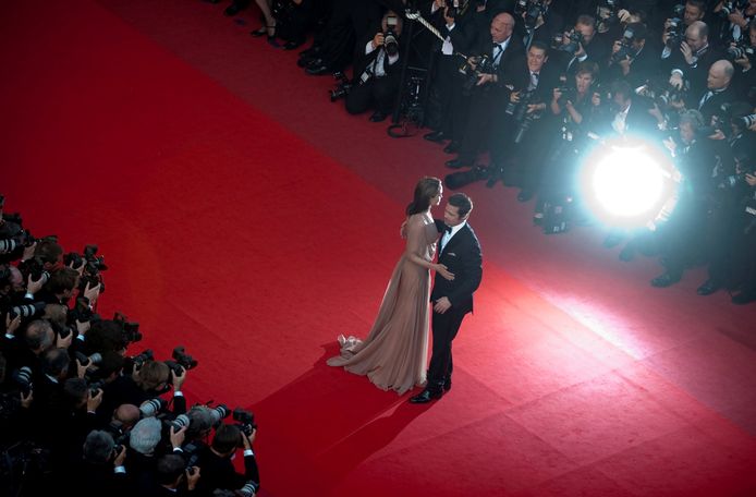 Brad Pitt en Angelina Jolie op de rode loper in Cannes in 2009.