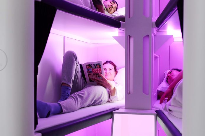 De slaapcabines van Air New Zealand.