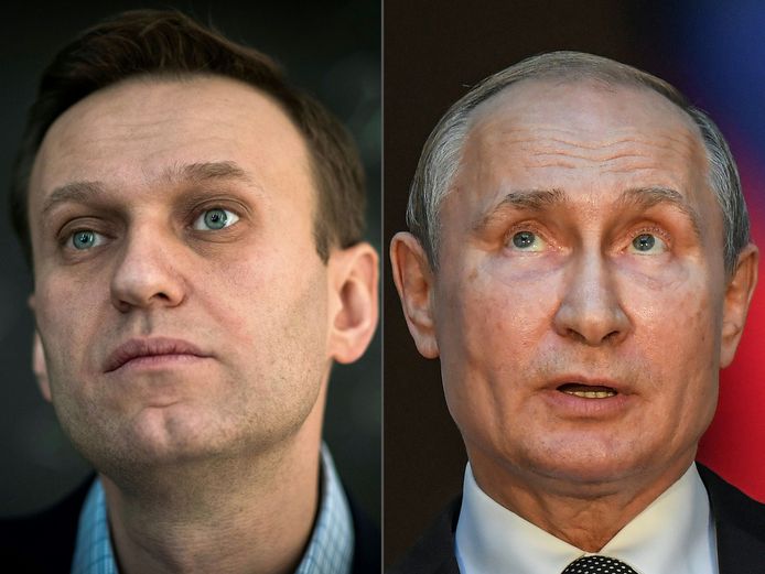 Links: Alexej Navalny. Rechts: Vladimir Poetin.