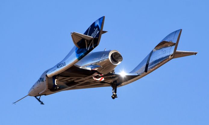 SpaceShipTwo, het raketvliegtuig van Virgin Galactic.