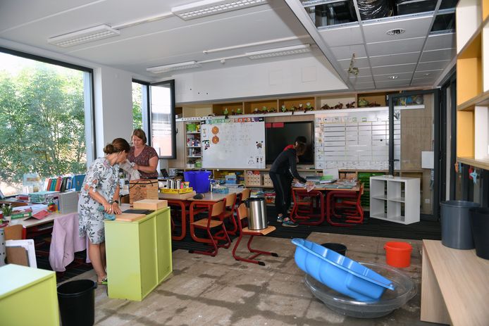 Chauffagelek zet school De Zonnebloem onder water.