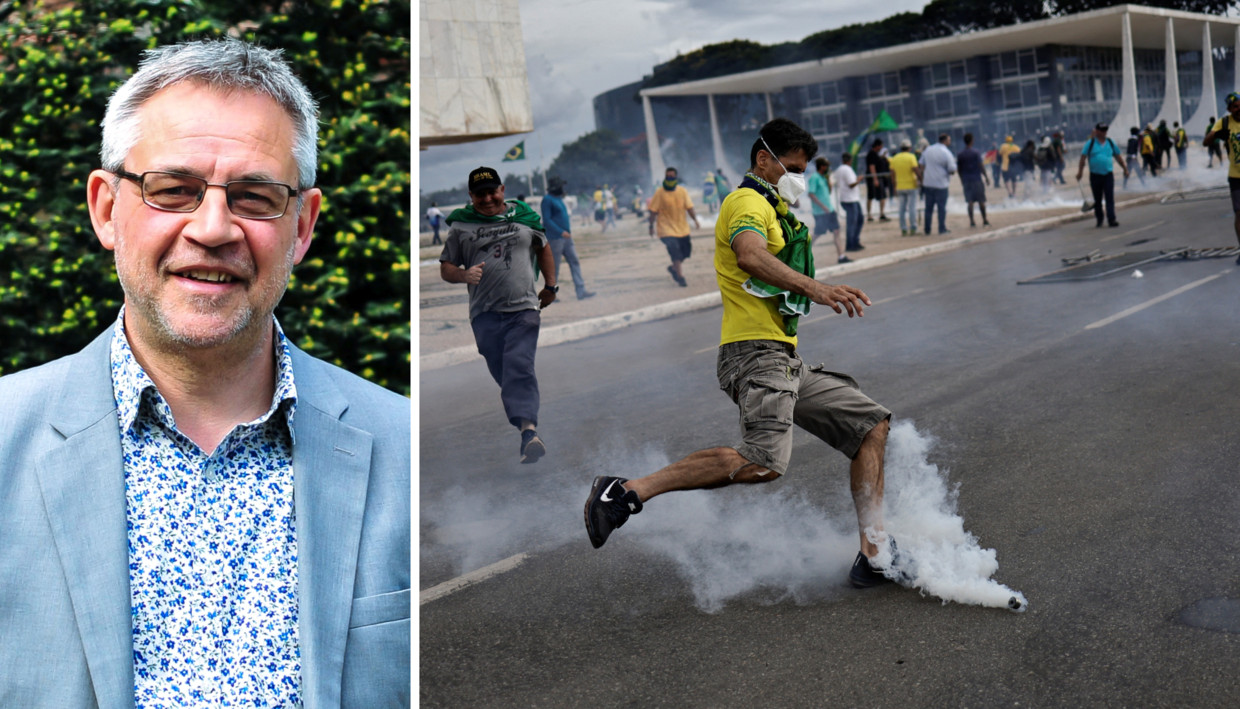 Johan Verberckmoes: ‘De bestorming had iets amateuristisch. Op de beelden die ik zag, is niet de scherpe agressie te zien als in Washington in 2021. Het leken gewone mensen, die ontevreden zijn over de situatie in Brazilië en dat willen uiten.’ Beeld RV - Reuters