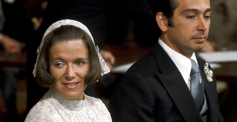 Tijdens het burgerlijk huwelijk van prinses Christina en Jorge Guillermo, 28 juni 1975. Beeld ANP