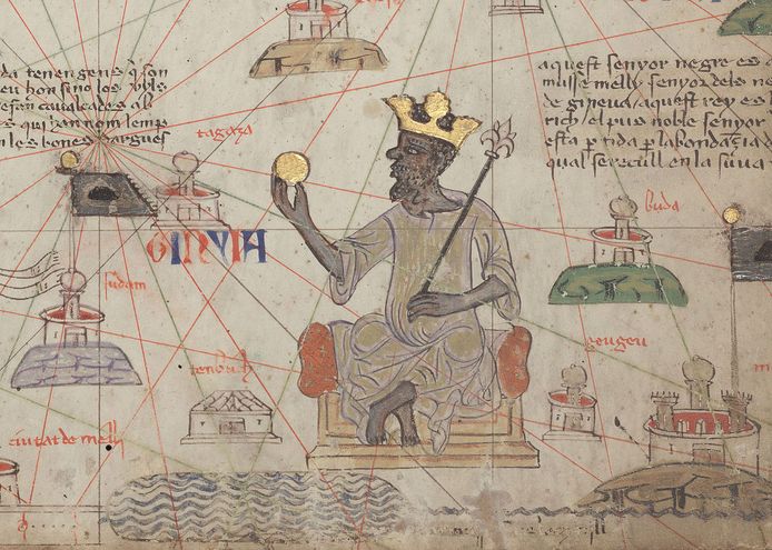 Mansa Musa, afgebeeld in de middeleeuwse Catalaanse Atlas
