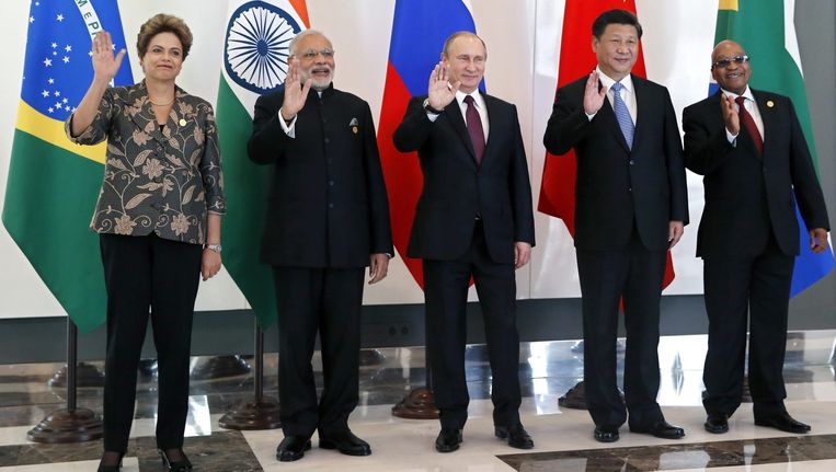 De leiders van de Bric-landen tijdens de G20-top in Antalya. Beeld anp