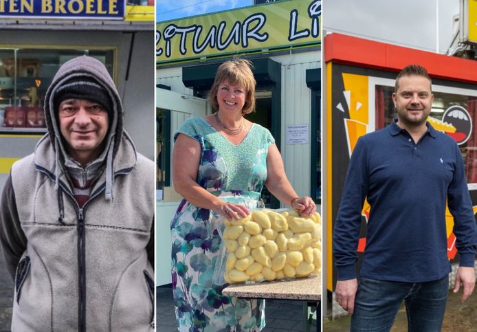 Christophe Vanpeteghem van Frituur Ten Broele in Kortrijk, Liliane Meersschout van Frituur Lily in Gent en Wim Tierens van Frituur 't Barakske in Dendermonde